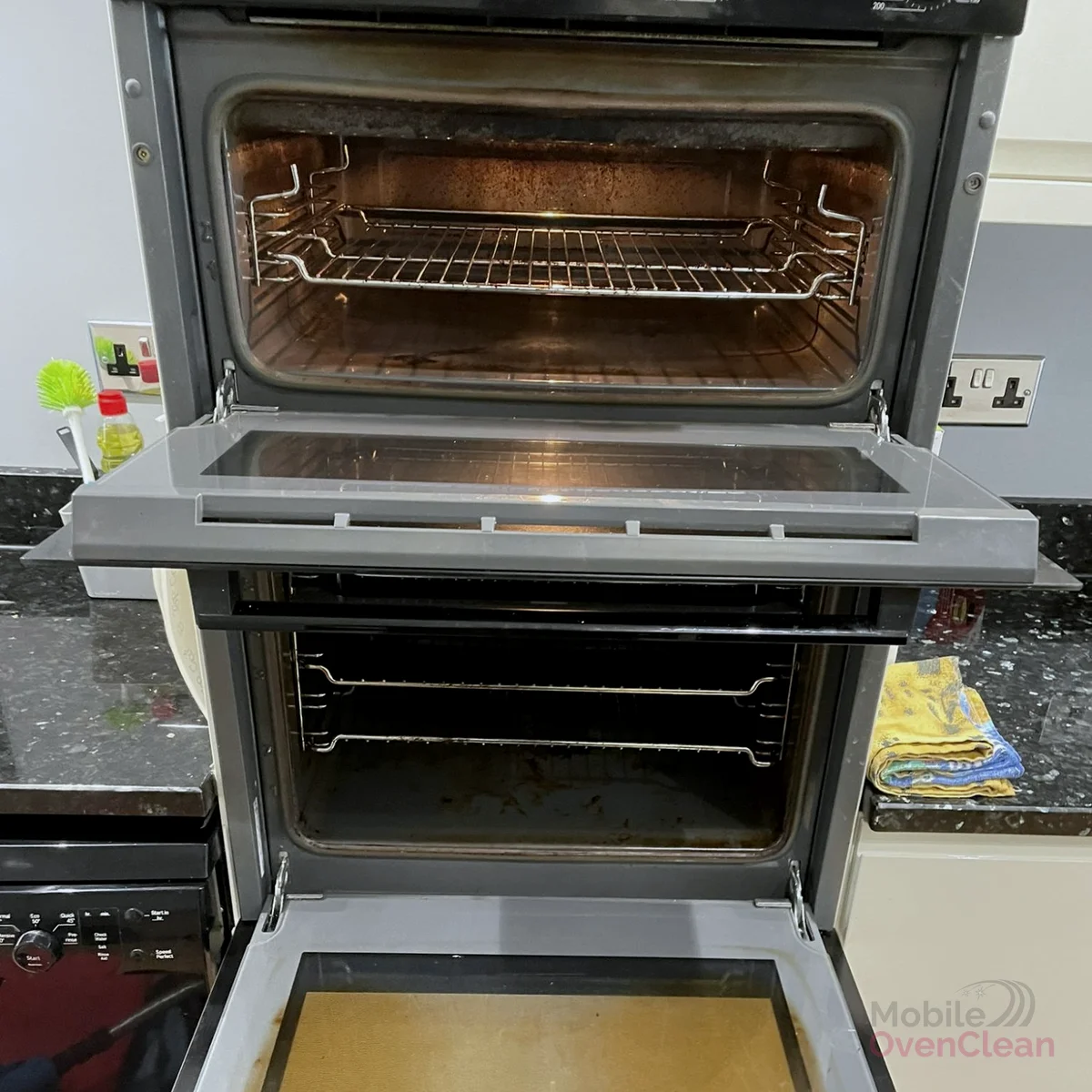 Double oven before cleaning West Midlands — heavy grease residue