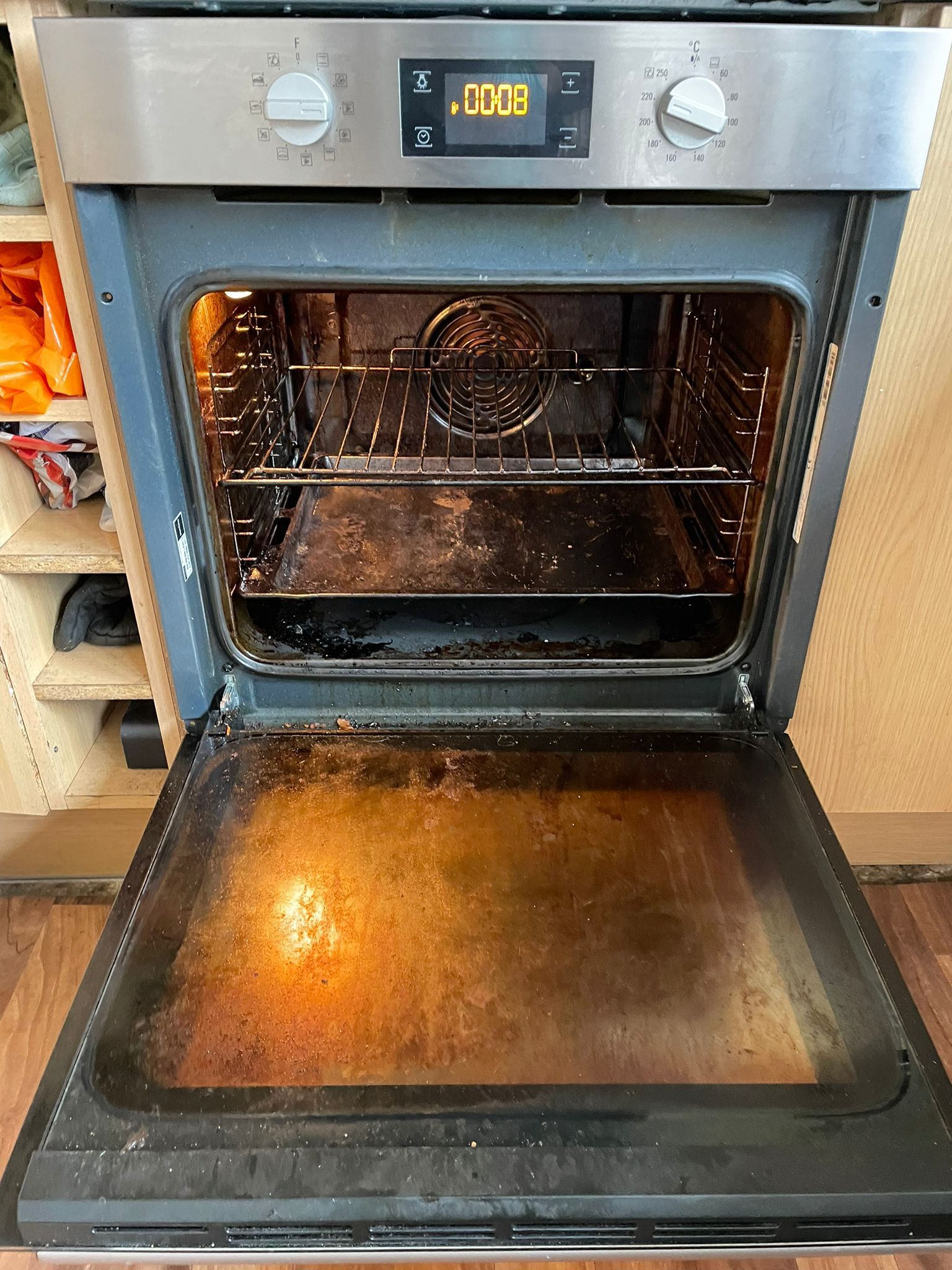 Heavily Soiled Single Oven — Restored in About an Hour after professional cleaning